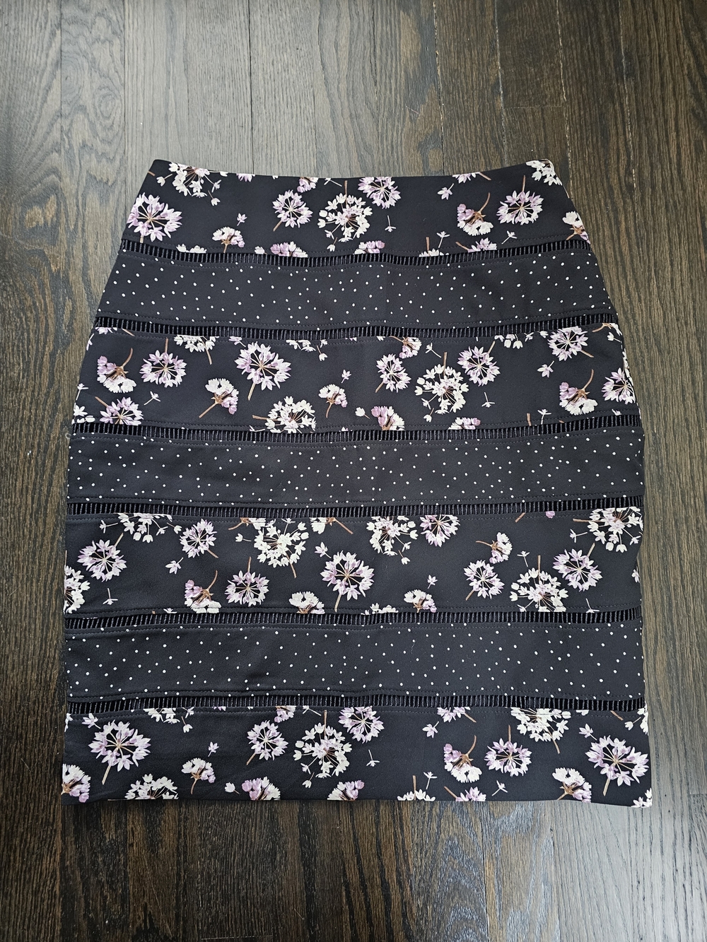 Floral & Polka Dot Black Mini Skirt